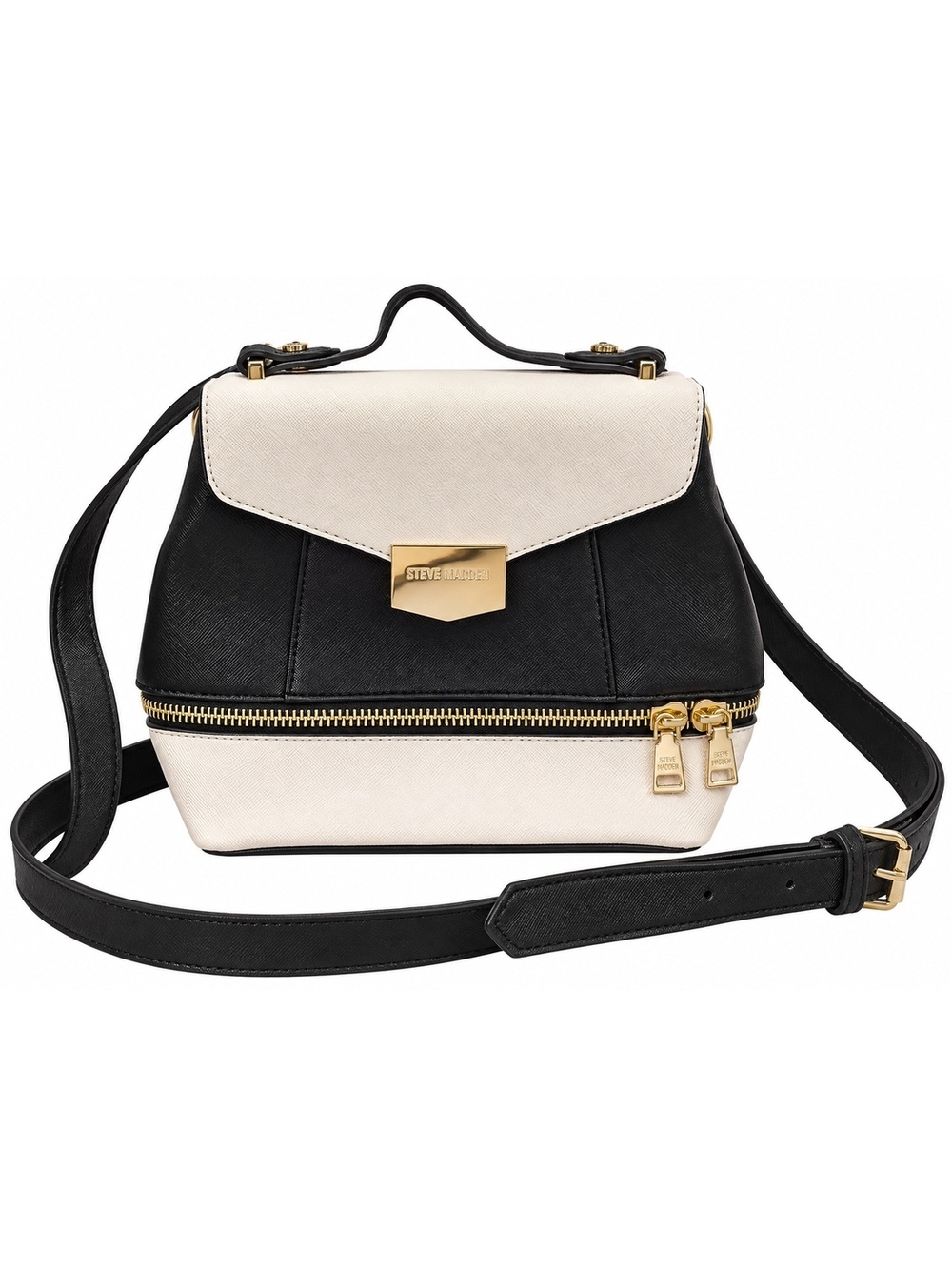 Steve Madden Black & Cream Color Block Backpack